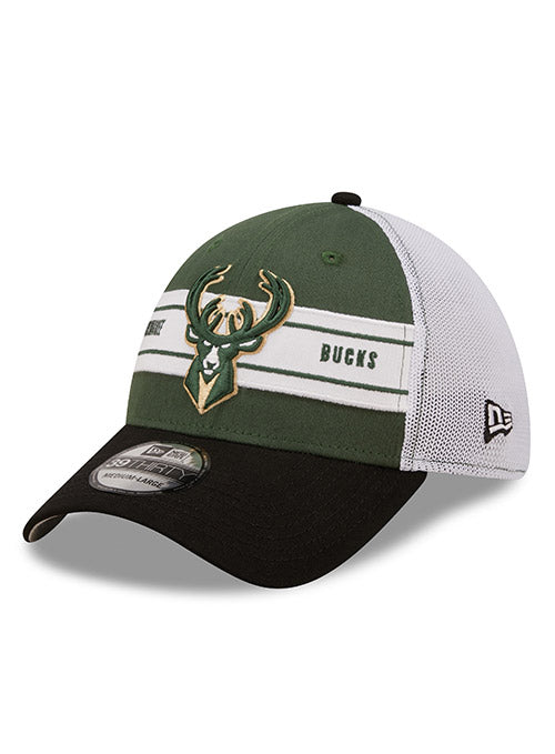 New Era 39THIRTY Team Banded D3 Green Milwaukee Bucks Flex Fit Hat / Medium-Large