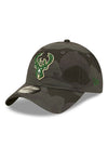 Men's New Era Adjustable Classic 2.0 Camouflage Black Milwaukee Bucks Hat