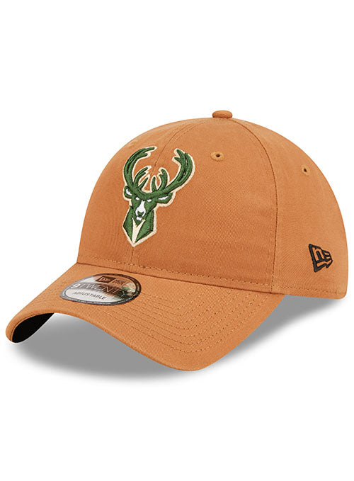New Era Classic 2.0 Bronze Milwaukee Bucks Adjustable Hat in Tan - Angled Left Side View