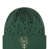 New Era Cuff Freeze D3 Green Milwaukee Bucks Knit Hat - Front View