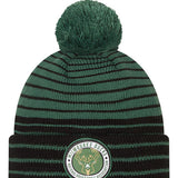 Youth New Era Cuff Pom Patch D3 Milwaukee Bucks Knit Hat In Green & Black - Front View