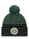 Youth New Era Cuff Pom Patch D3 Milwaukee Bucks Knit Hat In Green & Black - Front View