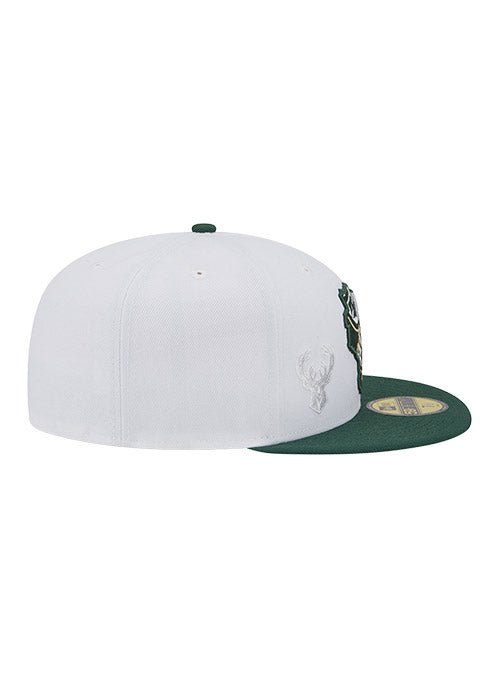 New Era White/Hunter Green Milwaukee Bucks State Pride 59FIFTY Fitted Hat