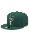 New Era  59Fifty Arch Green Milwaukee Bucks Fitted Hat - Angled Left Side View