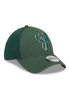 New Era 39Thirty Team Neo Pop Green Milwaukee Bucks Flex Fit Hat - Angled Right Side View