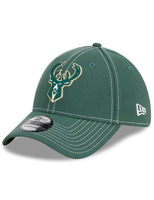 New Era Flex 39Thirty Classic D1 Green Milwaukee Bucks Hat - Angled Left Side View