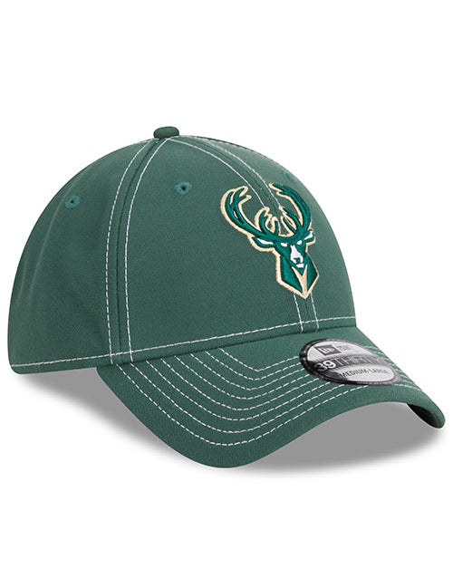New Era Flex 39Thirty Classic D1 Green Milwaukee Bucks Hat - Angled Right Side View