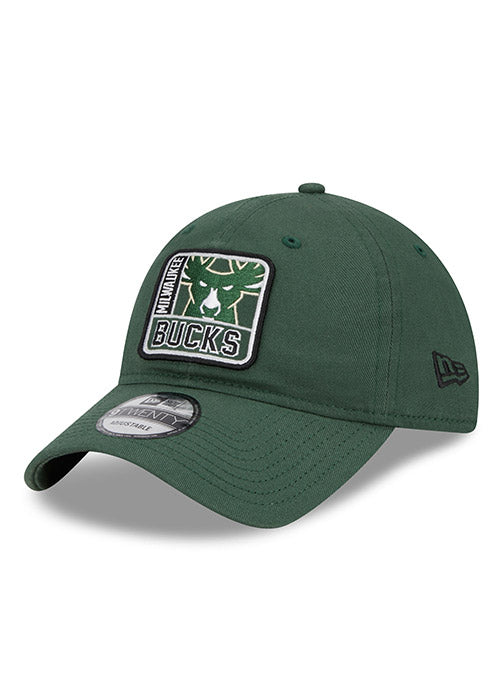 New Era 9Twenty Logo Mix Green Milwaukee Bucks Adjustable Hat - Angled Left Side View