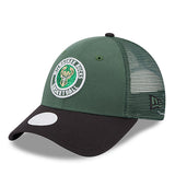 Women's New Era 9Forty Glitter Milwaukee Bucks Adjustable Hat In Green & Black - Angled Left Side View