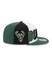 New Era 59Fifty Back Half 23 Milwaukee Bucks Fitted Hat In Green, White & Black - Right Side View