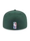 New Era 59Fifty Back Half 23 Milwaukee Bucks Fitted Hat In Green, White & Black - Back View