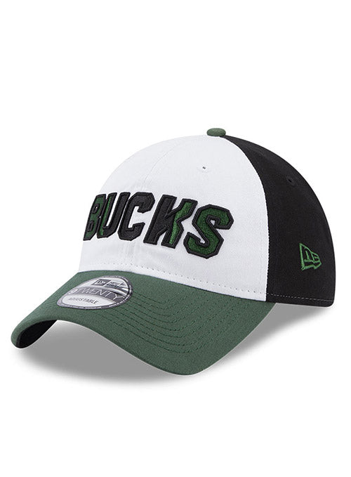 New Era 9Twenty Back Half 23 Milwaukee Bucks Adjustable Hat In Green, White & Black - Angled Left Side View