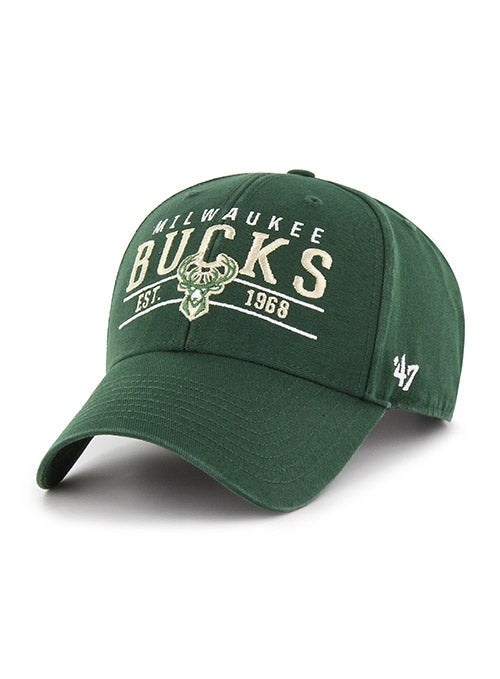 '47 Brand MVP Center Line Milwaukee Bucks Adjustable Hat In Green - Angled Left Side View