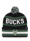 47 Brand Bering Black Milwaukee Bucks Cuff Pom Knit Hat - Front View