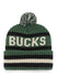 47 Brand Bering Green Milwaukee Bucks Cuff Pom Knit Hat - Back View