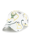 Youth 47 Brand Clean Up Adore White Milwaukee Bucks Adjustable Hat - Angled Left Side View