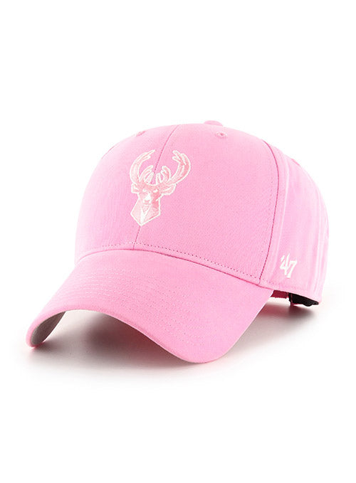 Youth 47 Brand MVP Rose Milwaukee Bucks Adjustable Hat In Pink - Angled Left Side View