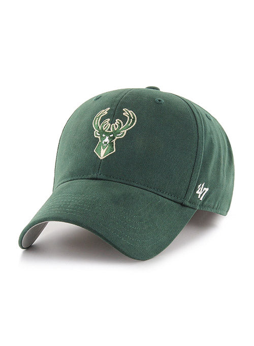 Youth '47 Brand MVP Basic Icon Green Milwaukee Bucks Adjustable Hat - Angled Left Side View