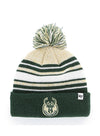 Toddler 47 Brand Global Cream Milwaukee Bucks Cuff Pom Knit Hat In Green & Cream - Front View