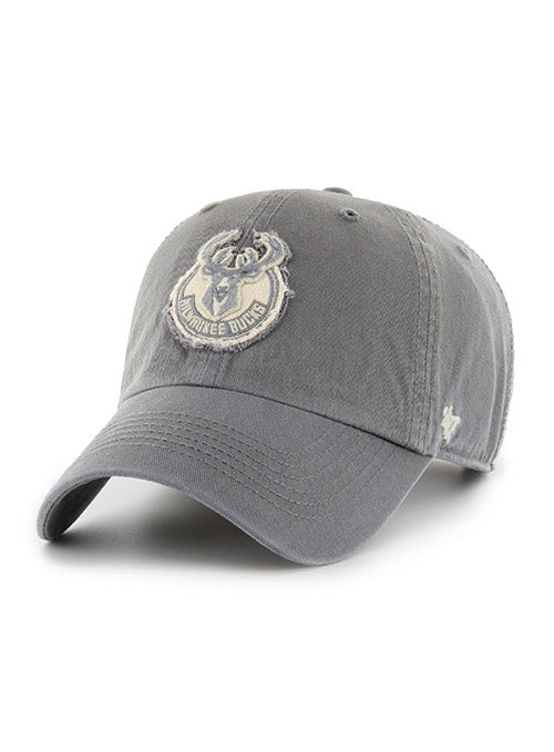 '47 Brand Clean Up Chasm Global Milwaukee Bucks Adjustable Hat In Grey - Angled Left Side View