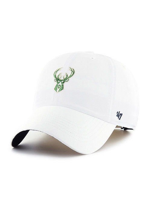 '47 Brand Brrr Clean Up Icon Milwaukee Bucks Adjustable Hat In White - Angled Left Side View