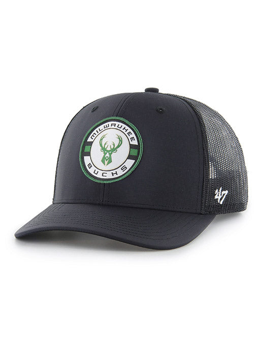 '47 Brand Trucker Berm Milwaukee Bucks Adjustable Hat In Black - Angled Left Side View