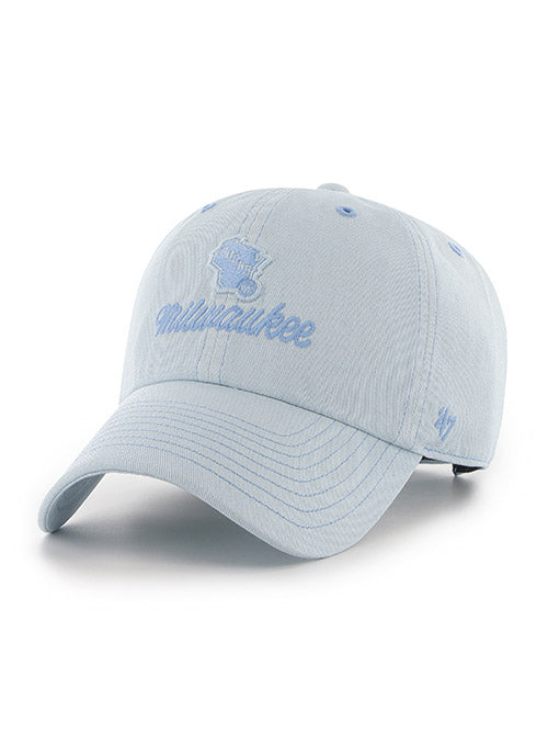 Women's '47 Brand Clean Up Haze Blue Milwaukee Bucks Adjustable Hat - Angled Left Side View