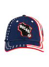 Bucks Pro Shop Patriotic State Navy Milwaukee Bucks Adjustable Hat In Blue, Red & White - Front View