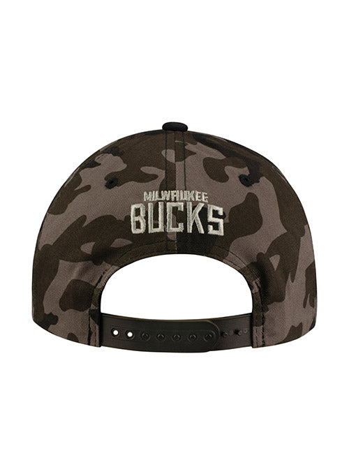 Bucks Pro Shop Camouflage Ball Black Milwaukee Bucks Snapback Hat In Black - Back View