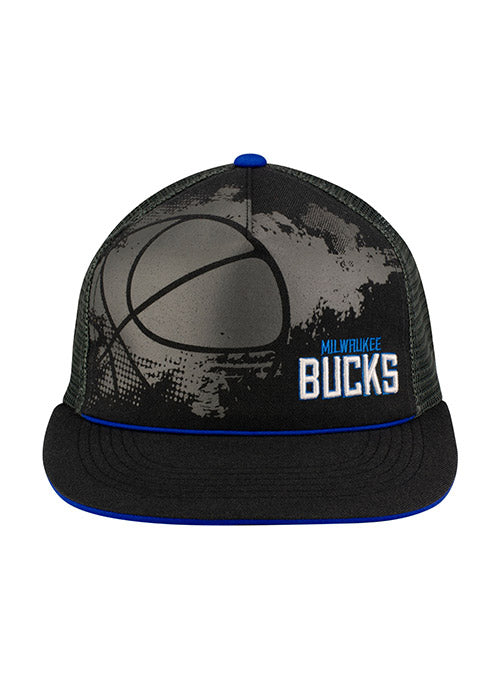 Bucks Pro Shop Big Ball Wordmark Milwaukee Bucks Snapback Hat In Black - Front View