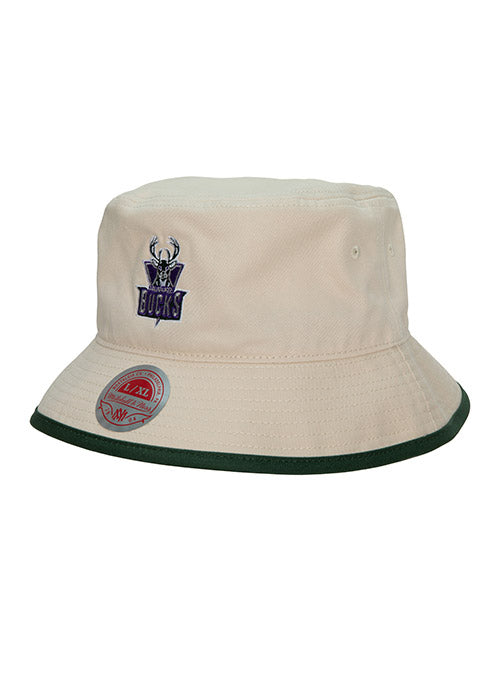Mitchell & Ness HWC '93 Off Milwaukee Bucks Bucket Hat In Tan - Side View 1