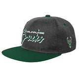 Youth Outerstuff Retro Jersey Deadstock Milwaukee Bucks Snapback Hat In Grey & Green - Angled Left Side View