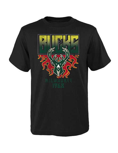 Youth Outerstuff The Legend Milwaukee Bucks T-Shirt In Black - Front View