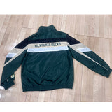 The Wild Collective Tie Blocked Milwaukee Bucks Track Jacket In Green, Black & White - Back View