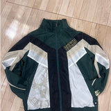 The Wild Collective Tie Blocked Milwaukee Bucks Track Jacket In Green, Black & White - Front View