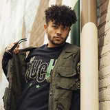 The Wild Collective Deer District Milwaukee Bucks Long Sleeve T-Shirt In Black - Front View On Model