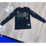 The Wild Collective Deer District Milwaukee Bucks Long Sleeve T-Shirt In Black - Front View From Above