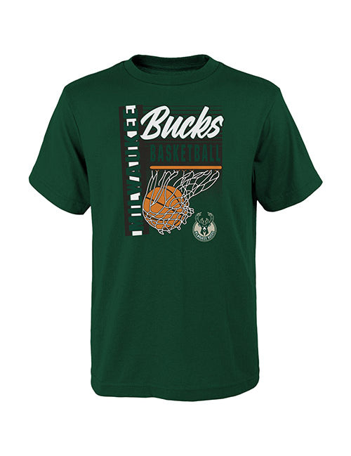Juvenile Swish Green Milwaukee Bucks T-Shirt In Green - Front View