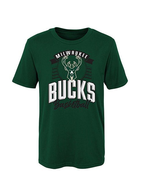 Juvenile Tip-Off Milwaukee Bucks T-Shirt In Green - Front View