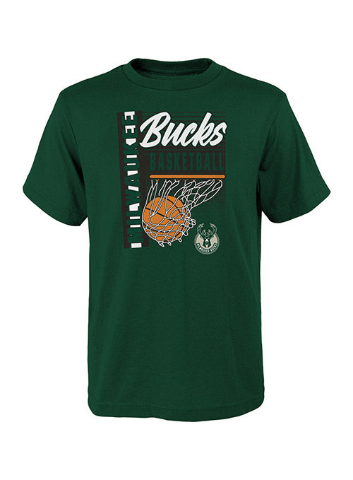 Youth Outerstuff Swish Milwaukee Bucks T-Shirt In Green - Front View