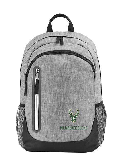 FOCO HTR Bold Color Milwaukee Bucks Backpack In Grey - Front View