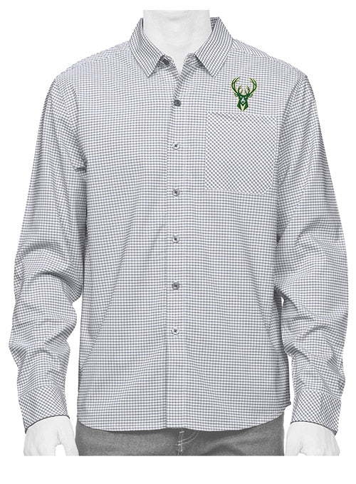 Antigua Stellar Icon Milwaukee Bucks Long Sleeve Button Down Shirt