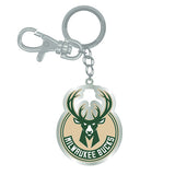 Pro Specialties Group Zamac Global Milwaukee Bucks Keychain In Cream, Green & Silver - Front View
