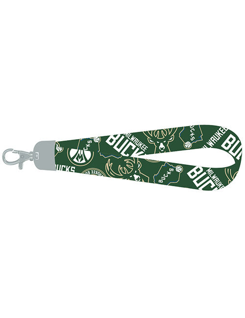 Pro Specialties Group All Logos Milwaukee Bucks Wristlet Lanyard In Green & White - Side View