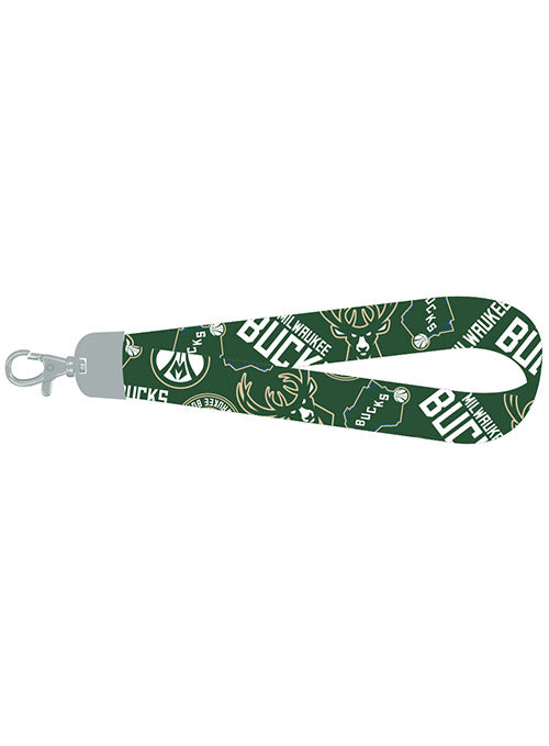 Pro Specialties Group All Logos Milwaukee Bucks Wristlet Lanyard In Green & White - Side View