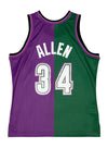 Mitchell & Ness HWC 1996 Ray Allen Milwaukee Bucks Swingman Jersey In Purple, Green & White - Back View