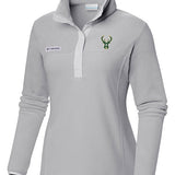 Women's Columbia Benton Spring 1/4 Snap Milwaukee Bucks Pullover In Grey - Front View