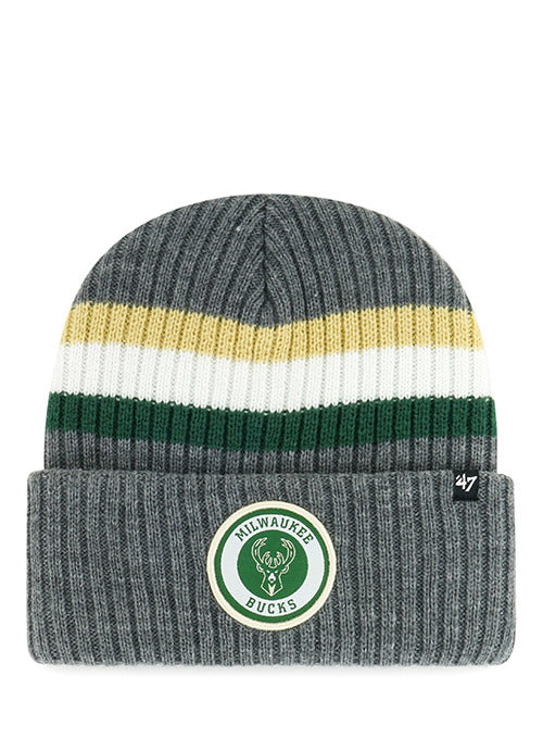 47 Brand Highline Cuff Milwaukee Bucks Knit Hat In Grey - Front View