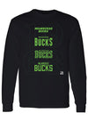Bucks In Six Year Over Year Black Milwaukee Bucks Long Sleeve T-Shirt In Black & Green - Front View