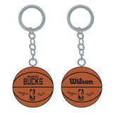Pro Specialties Group 3D Basketball Milwaukee Bucks Keychain In Orange & Silver - Combined Front & Back View